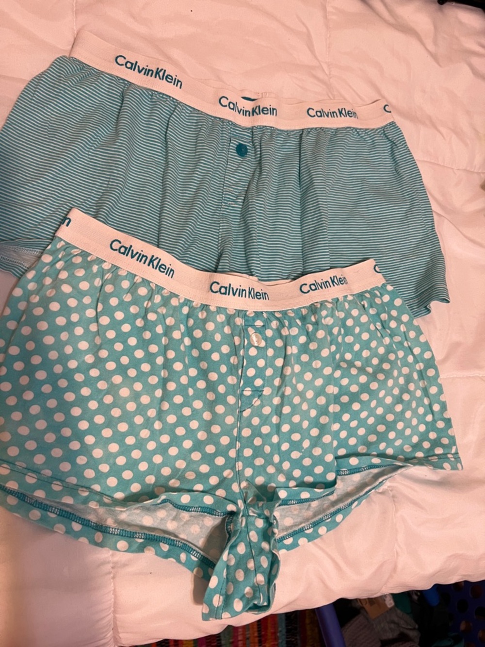 Calvin Klein  Aqua Polka Dot & Striped Boxer Shorts - 2 Pack